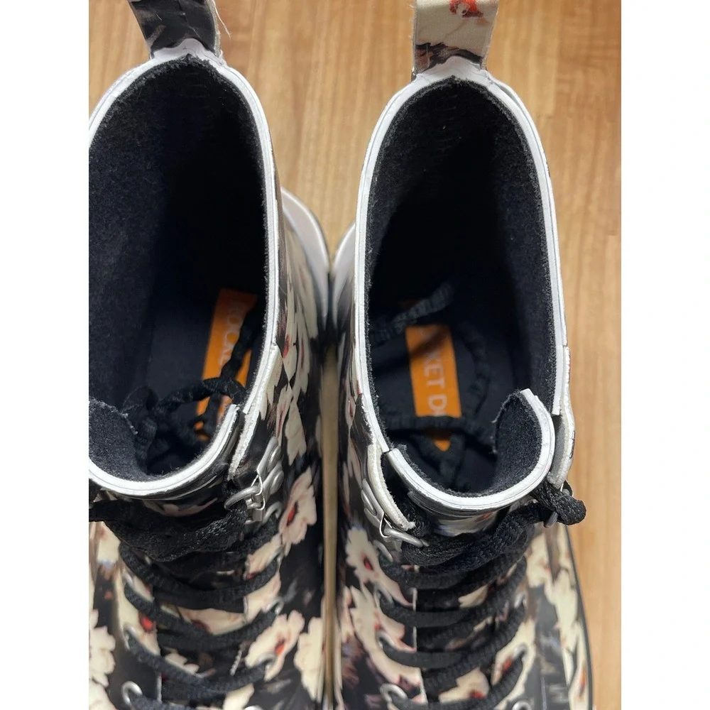 Rocket Dog Floral Rain Boots Black White High Top Sneaker Boot Women 8.5